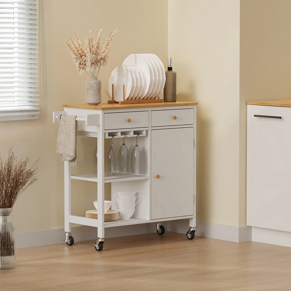 Vicco Carrello da cucina Bianco 89 x 87 cm con rotelle