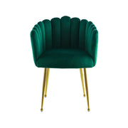 Sedia Mucha 100 in velluto verde smeraldo con gambe dorate