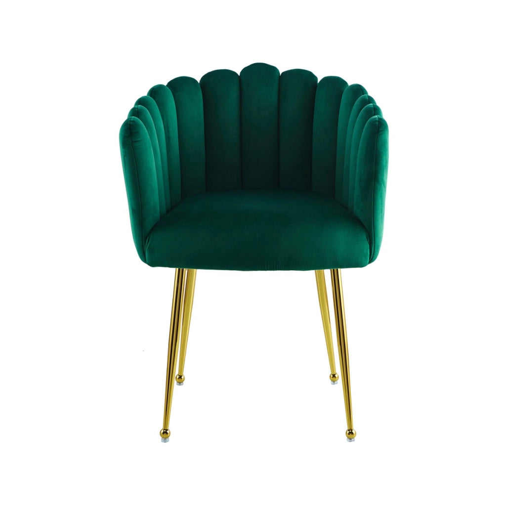Sedia Mucha 100 in velluto verde smeraldo con gambe dorate