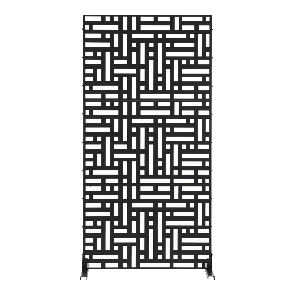 Parete divisoria in acciaio zincato per interni ed esterni 180 x 90 x 40 cm nero 03_0009274