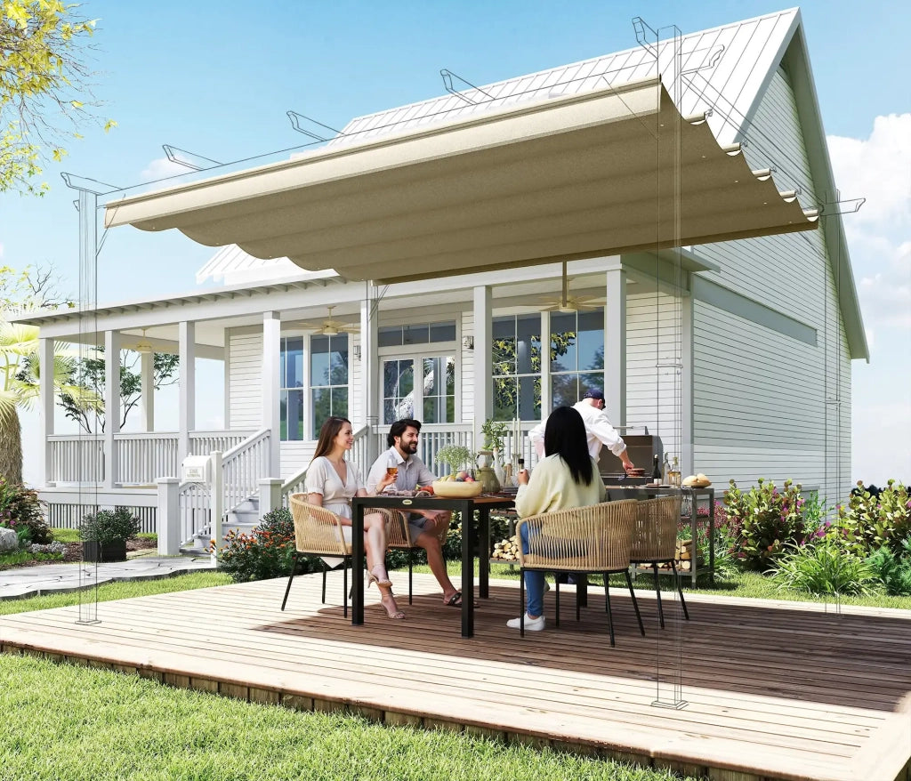 Copertura per Gazebo Pergola 4x3 m con 10 Fori di Drenaggio in Poliestere Traspirante Beige