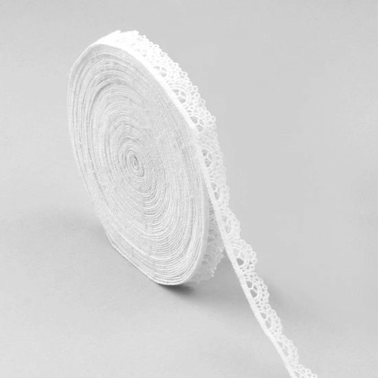 Vendita a rullo di lana di cotone con l'orlo a ghiglietto, lato bianco, per decorazioni di matrimonio, scrapbooking e fai da te