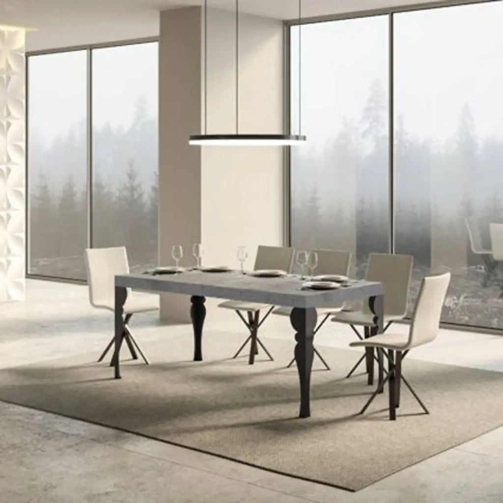 Tavolo allungabile 160/420x90 cm Paxon colore cemento gambe antracite