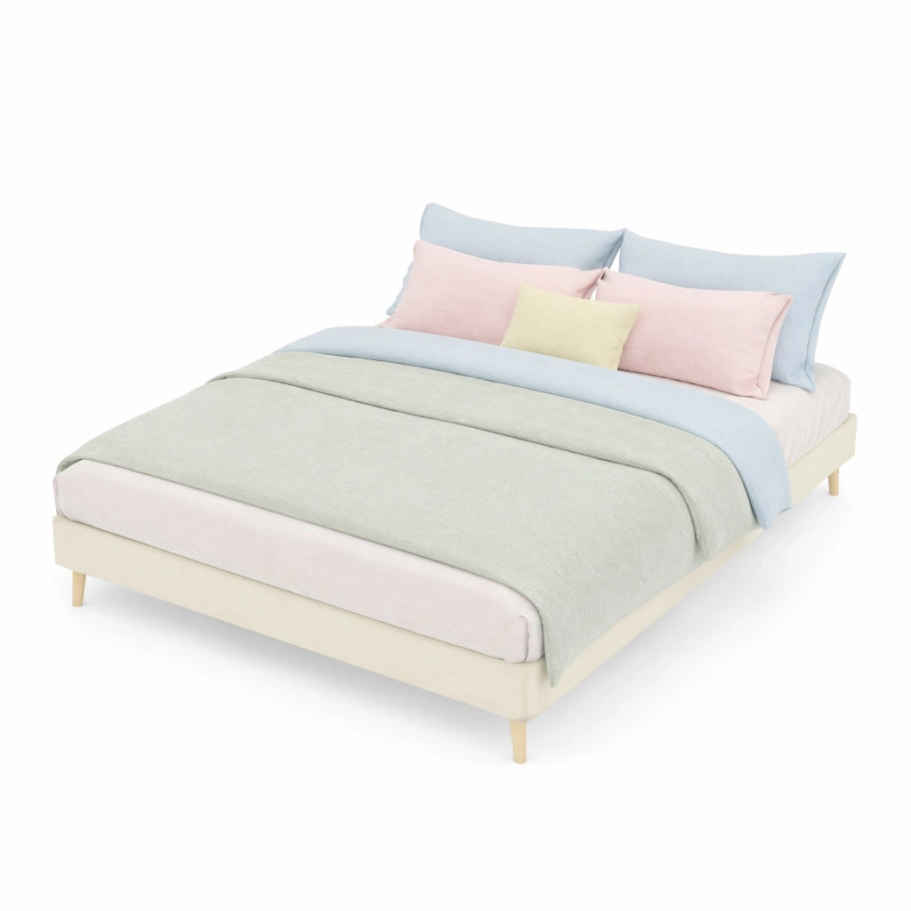 Struttura letto piattaforma moderna 140x200 cm beige, tessuto e metallo, senza materasso