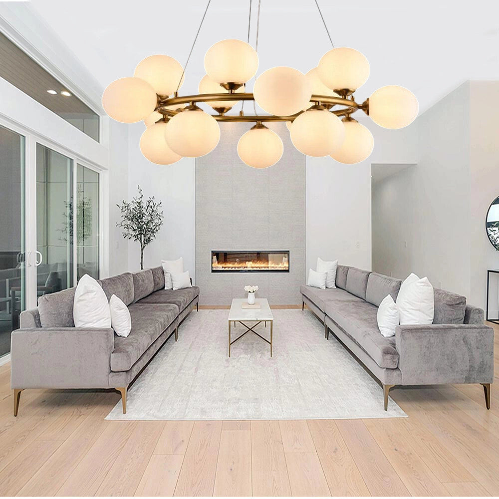 Trade Shop - Lampadario A Sospensione Contemporaneo In Metallo Bronzo Con 15 Sfere Attacco G9 B94 -
