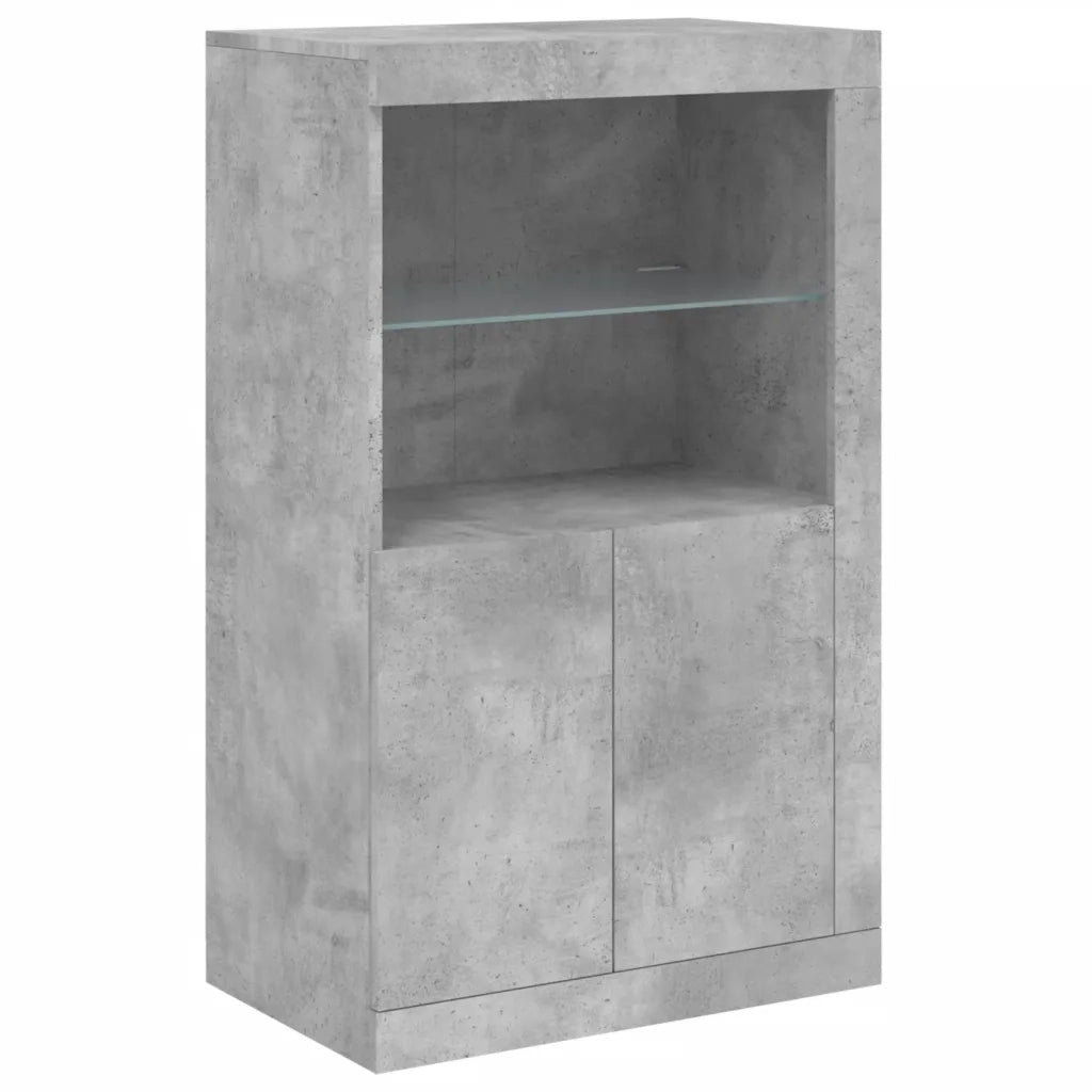 Credenza con Luci LED Grigio Cemento 202x37x100 cm 3209187