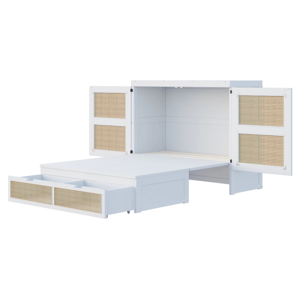 Letto a scomparsa 140x200 cm salvaspazio con cassetti in legno