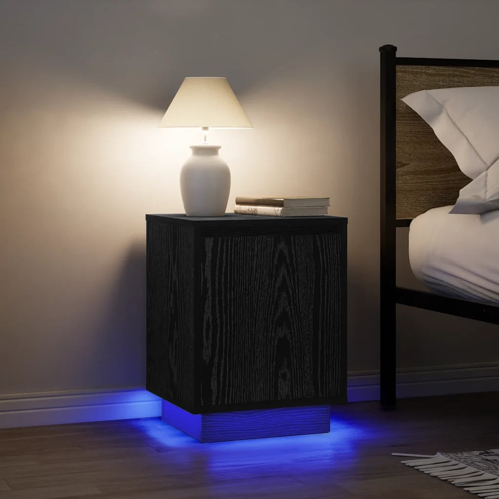 Comodino con Luci LED Nero 38x34x50 cm 861267