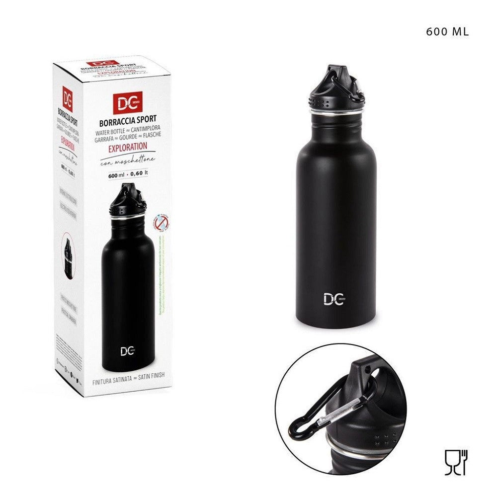 Trade Shop - Borraccia Exploration Bottiglia Matt Con Moschettone Capacità 600ml Sport 218378 -