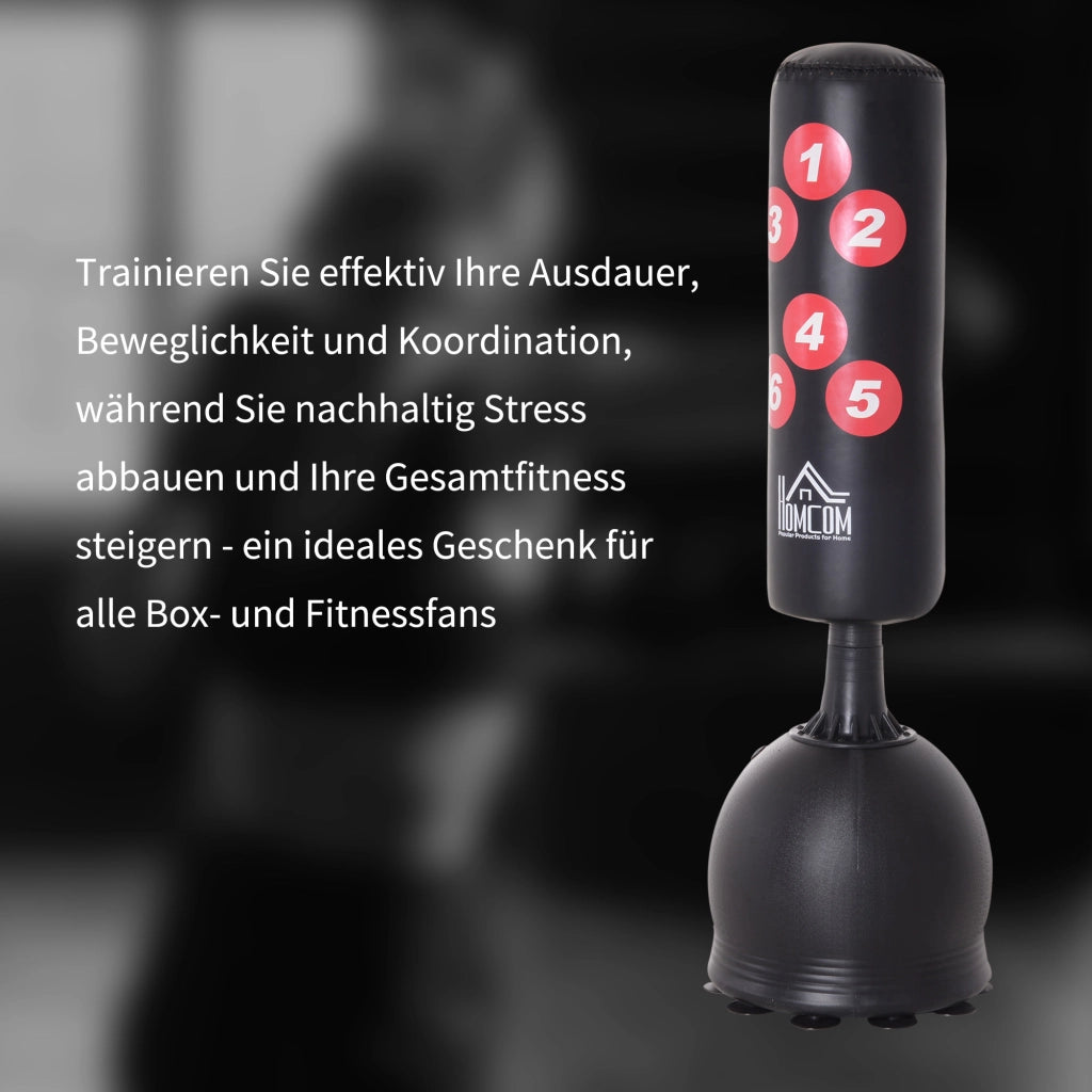 Sacco da Boxe Gonfiabile Autoportante 165cm ¨C Xylo ¨C Base Ventosa Adulti Nero