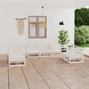 Set Divani da Giardino 6 pz Bianco in Legno Massello di Pino 3075440
