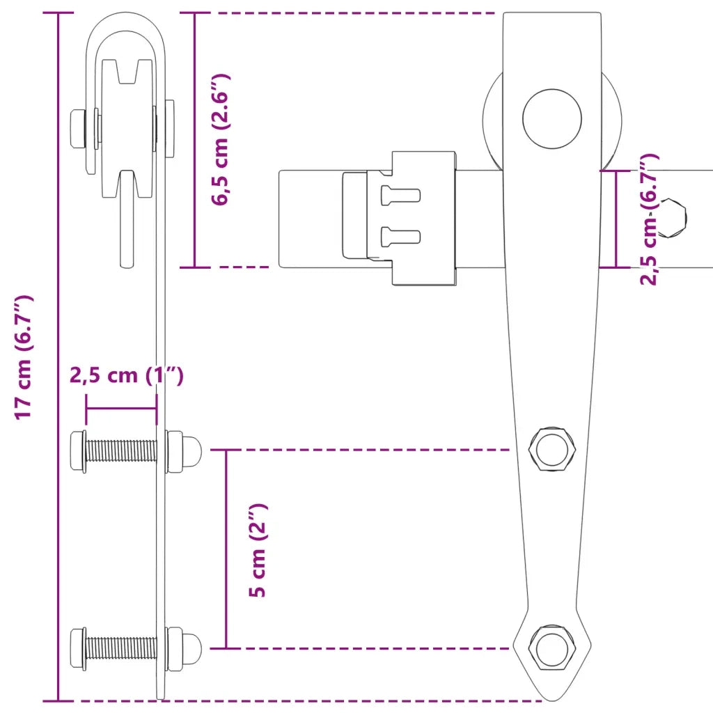 Kit Mini Anta Scorrevole Armadio in Acciaio al Carbonio 122 cm
