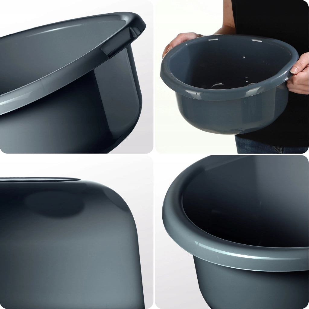Bacinella in plastica KADAX da 5 litri, rotonda, con manici.