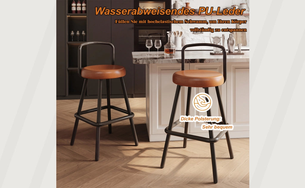 Set tavolo da bar rotondo con vano portaoggetti e 2 sgabelli ergonomici in MDF e metallo colore legno