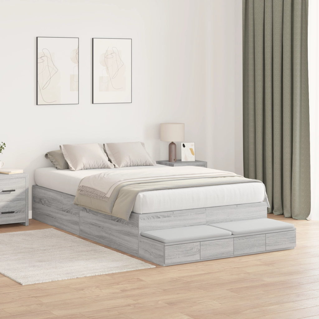 Struttura letto contenitore grigia Sonoma 120x190 cm