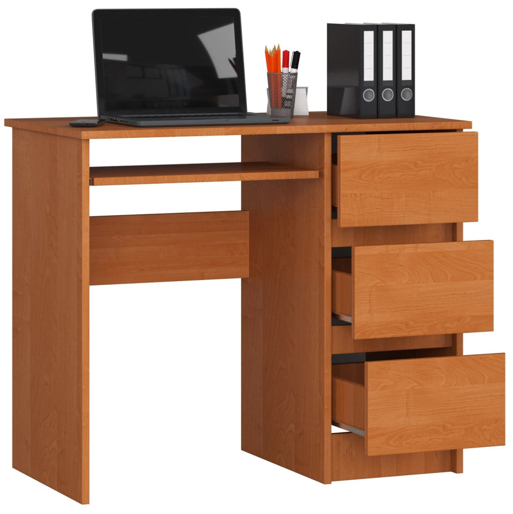 Scrivania per computer AKORD A6 Ontano 90 cm 3 cassetti 90x50x77 cm Modello a destra