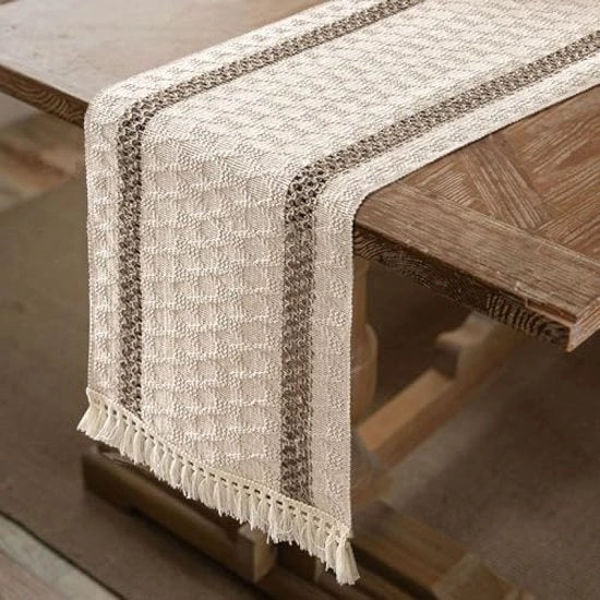 Tavolo da pranzo in stile bohemiano per feste a casa, Natale, cucina, sala da pranzo, vacanza, tavolo da pranzo con pennelli, 30 x 180 cm