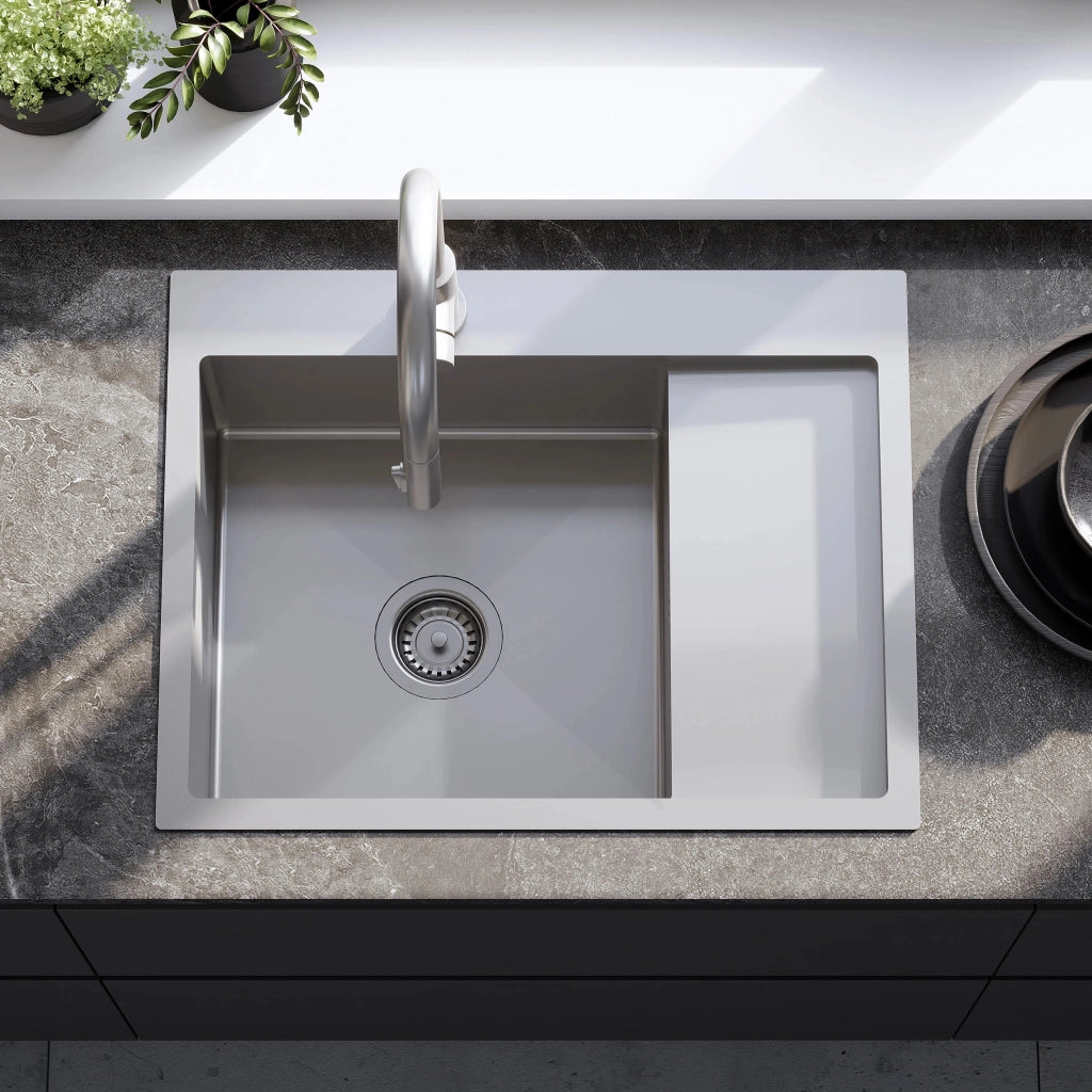 Lavello In Acciaio Fin Brush Nickel senza rubinetto da cucina