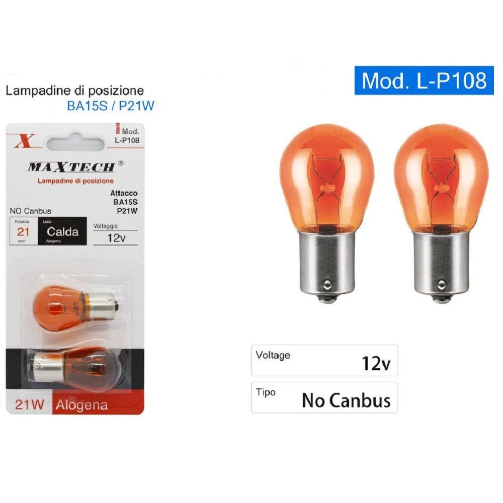 Trade Shop - Lampadine Di Posizione Auto Ba15s 12v 21 W Luce Calda Alogena No Canbus L-p108 -