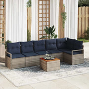 Set Divano da Giardino con cuscino 7 pcs Grigio polyrattan