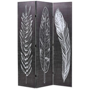Paravento pieghevole divisorio mobile decorativo 120 cm piume bianche e nere 0802050