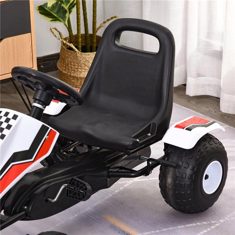 GO-KART A PEDALI PER BAMBINI 3-8 ANNI CON SEDILE REGOLABILE BIANCO E ROSSO