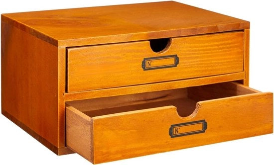 Scatola da notti in legno con 2 cassetti, mini wc in stile vintage francese, marrone, 25 x 18 x 13 cm