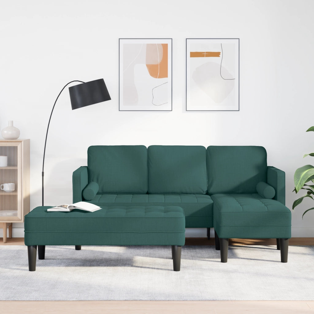 Set di divani 2 pezzi con cuscini in tessuto verde scuro