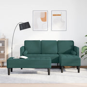 Set di divani 2 pezzi con cuscini in tessuto verde scuro