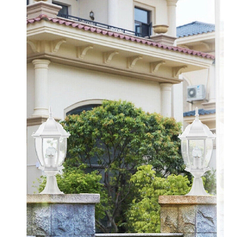 Trade Shop - Lampione Da Giardino 48cm Lanterna In Vetro E27 Luce Da Esterno Alluminio Es45 -