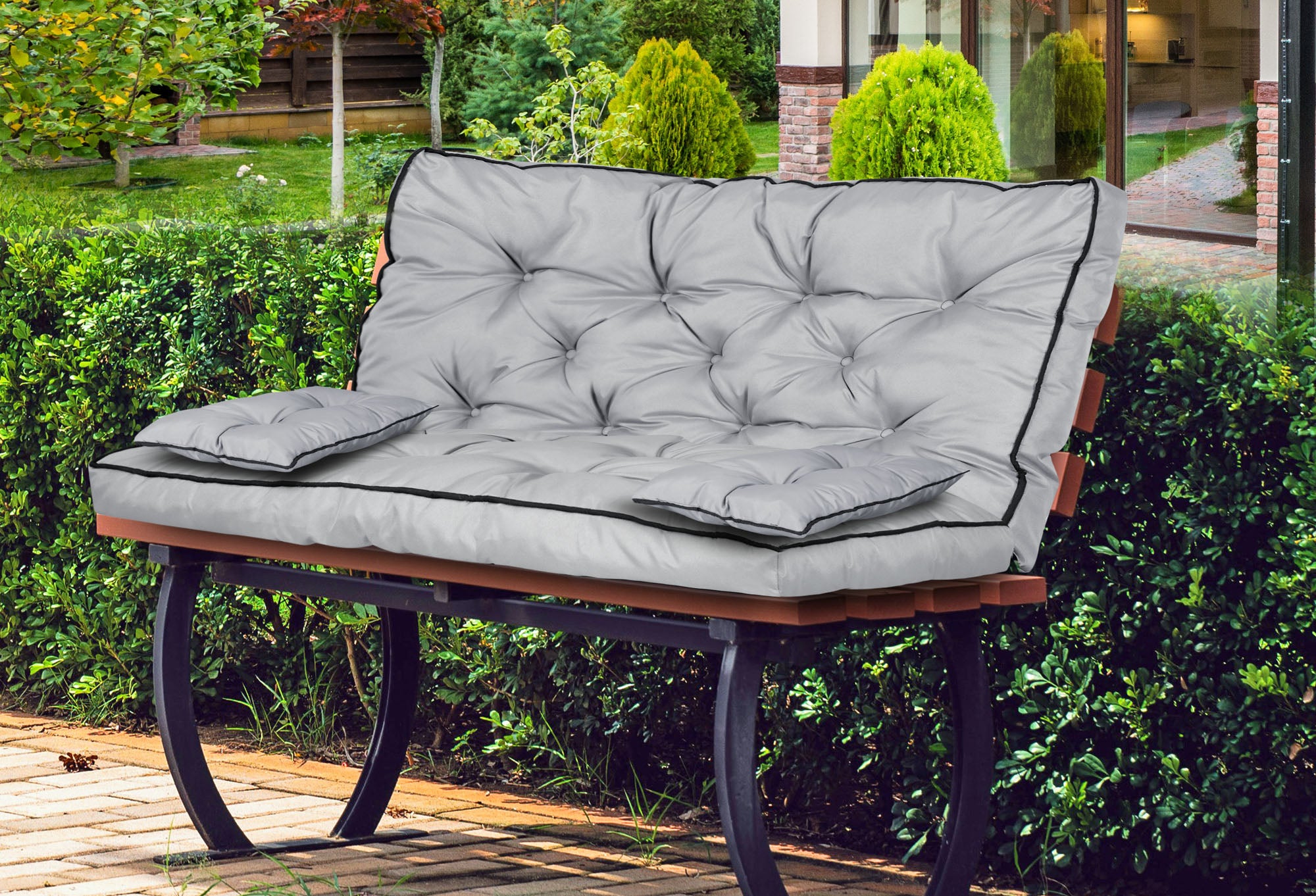 AIO FACTORY 100x60x50 cm Set da giardino impermeabile con cuscino grigio