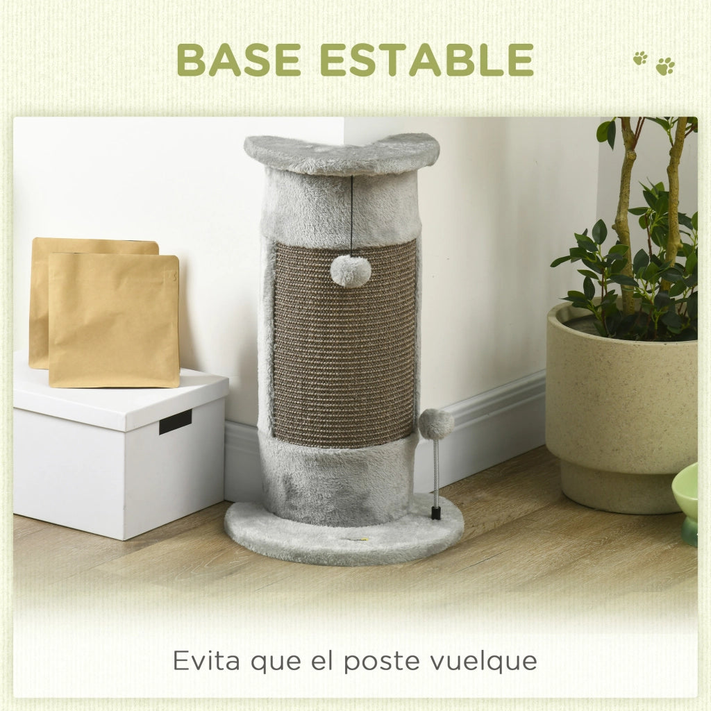 Tiragraffi per Gatti con Poste in Sisal e Palline ¨C zephmum ¨C Grigio 34x25.5x58 cm