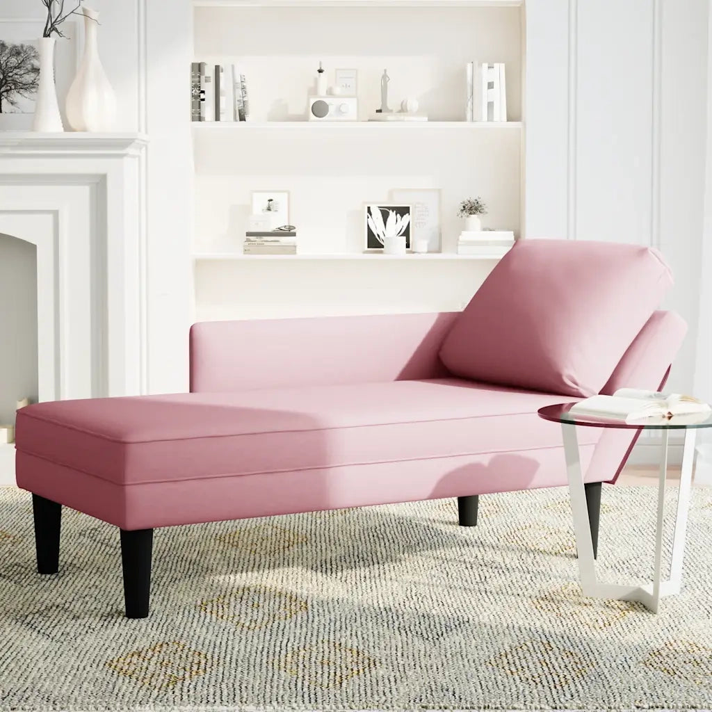 Sdraio con Cuscino e Bracciolo Destro in Velluto Rosa CFW5668038