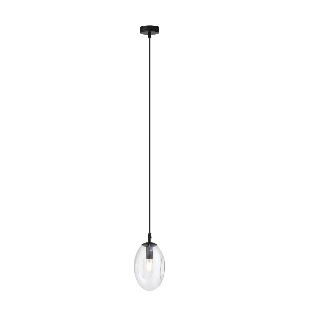Sospensione Minimal 1 Luce Pendragon Acciaio Nero E Vetro Trasparente