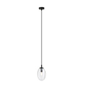 Sospensione Minimal 1 Luce Pendragon Acciaio Nero E Vetro Trasparente