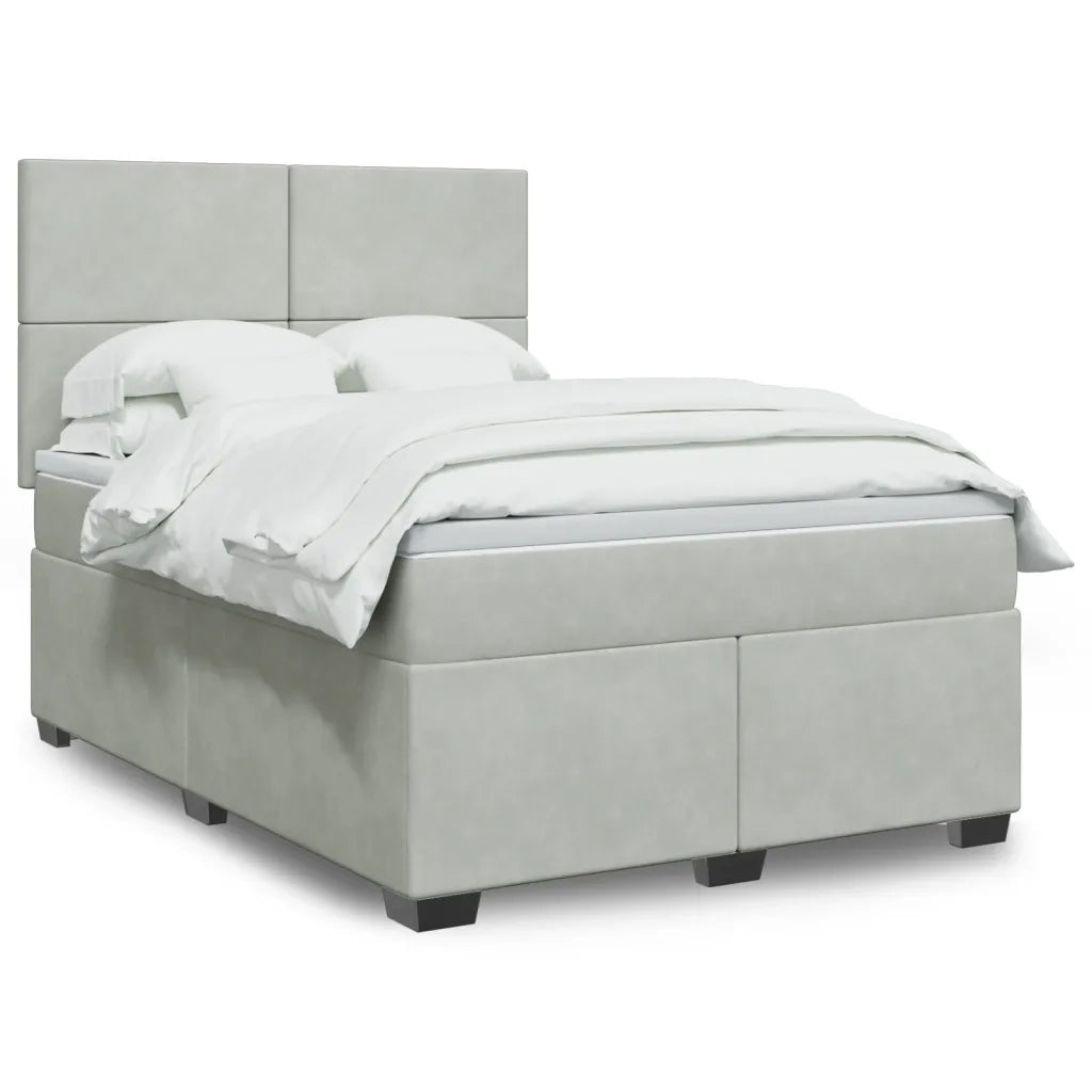 Giroletto a Molle con Materasso Grigio Chiaro 160x200cm Velluto 3293248