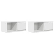 Set di 2 eleganti mobili porta TV a parete con vano contenitore 60 x 31 x 25,5 cm in legno composito bianco 02_0051627