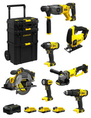 STANLEY FatMax Kit SVK700 (SFMCH900 + SFMCG400 + SFMCD711 + SFMCF800 + SFMCS500 + SFMCS600 + SFMCL020 + 3 x 2,0 Ah + Caddy 3en1)