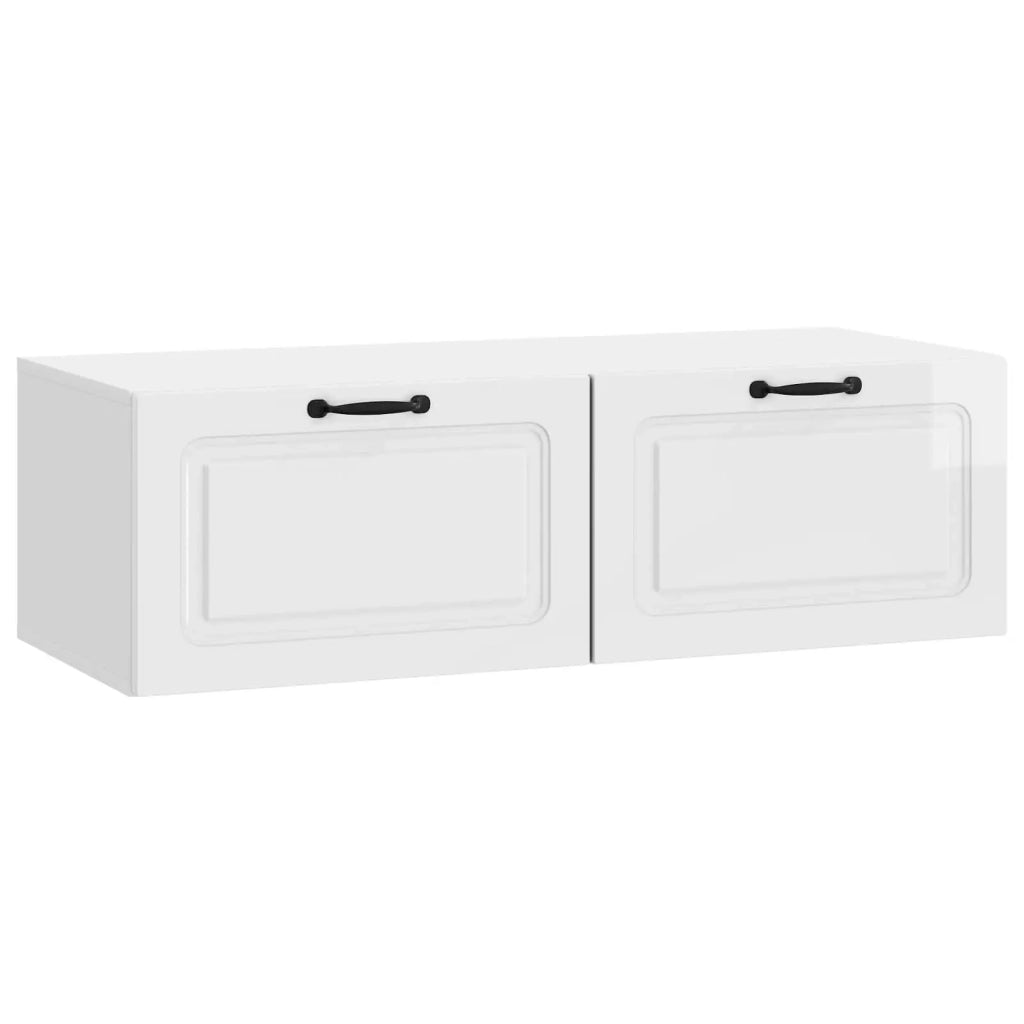 Mobile Porta TV da Muro Bianco Lucido 98 x 41 x 30 cm 899379