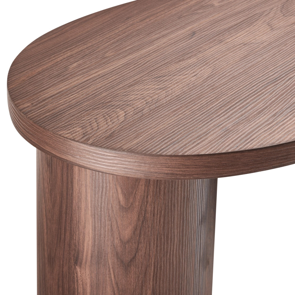 Tavolino da caffè con piano in MDF impiallacciato marrone scuro 130 x 52 cm Design moderno per soggiorno