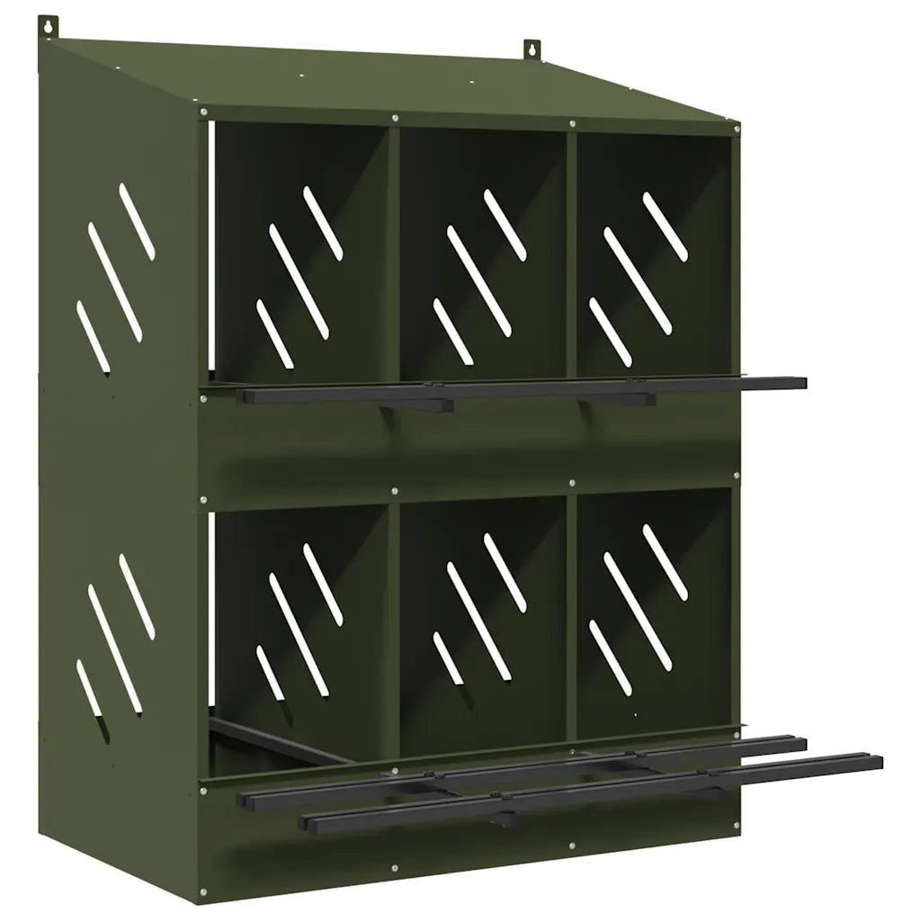 Nido per Polli con 6 Scomparti in Metallo Verde Oliva CFW6272179
