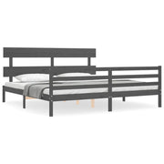 Letto matrimoniale | Letto per adulti | Giroletto con Testiera Grigio 200x200 cm in Legno Massello