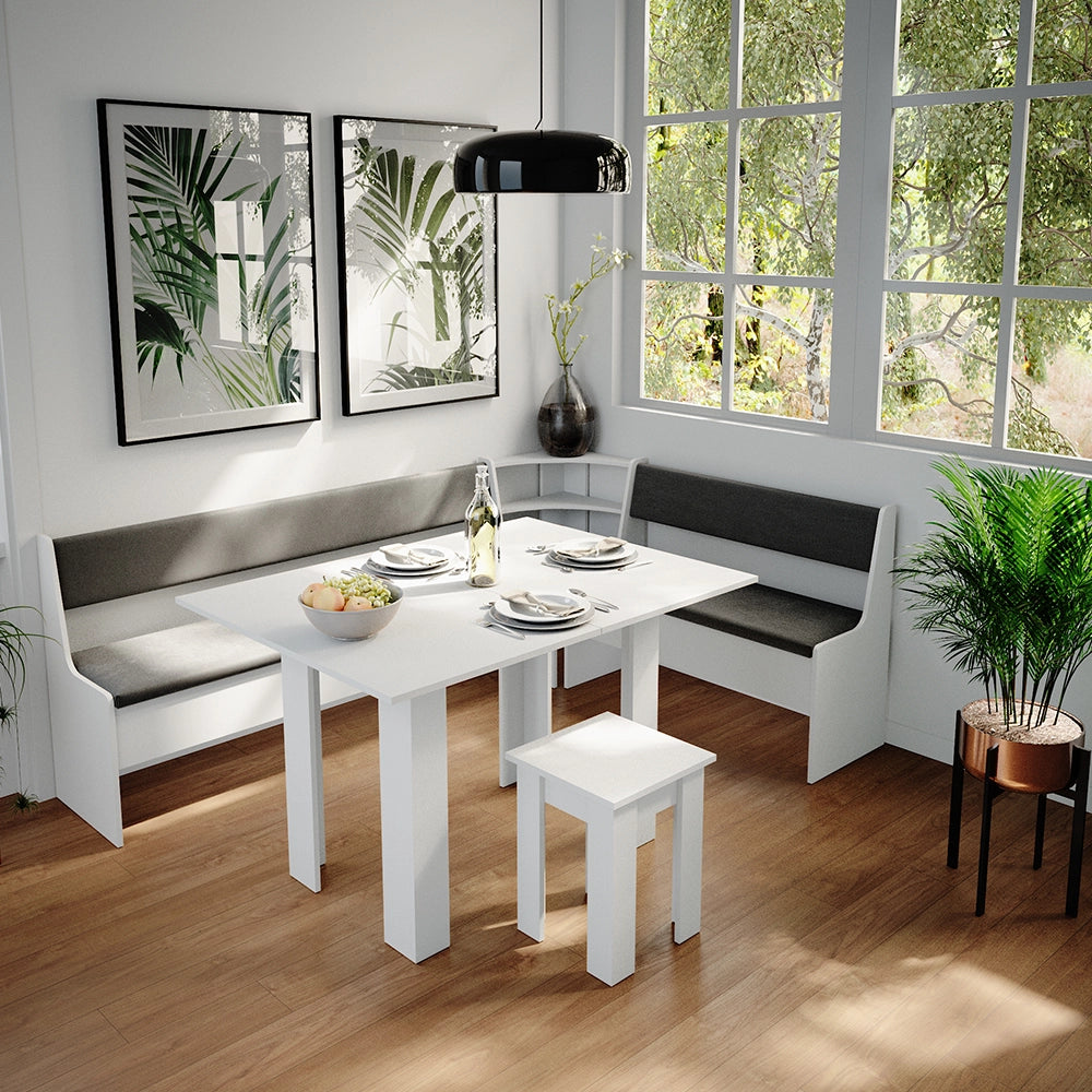 Vicco Gruppo panca ad angolo Bianco 210 x 41.5 cm con tavolo