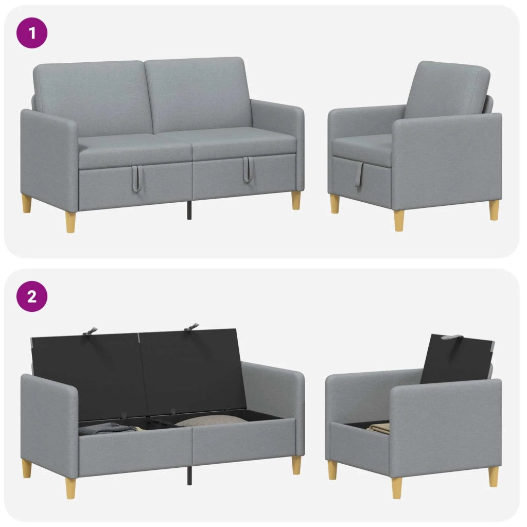Set di Divani con Storage 2 pcs Grigio Chiaro Poliestere 3429176