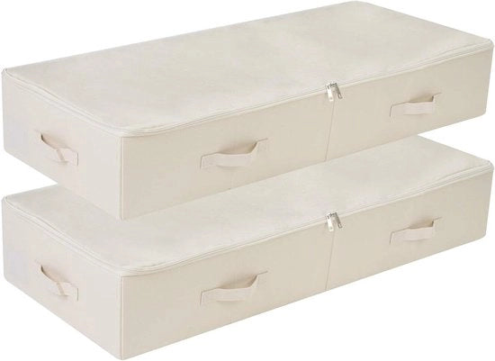 Set di 2 scatole pieghevoli e lavabili con coperchio - 100 cm - Beige
