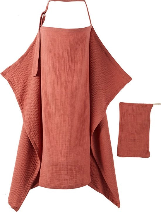 Camicia da bambino con tasca di stoccaggio, 75*95 cm, asciugamano di cotone per la poppata, cinturino regolabile, grembiule per poppare in cotone puro, asciugamano per la poppata.