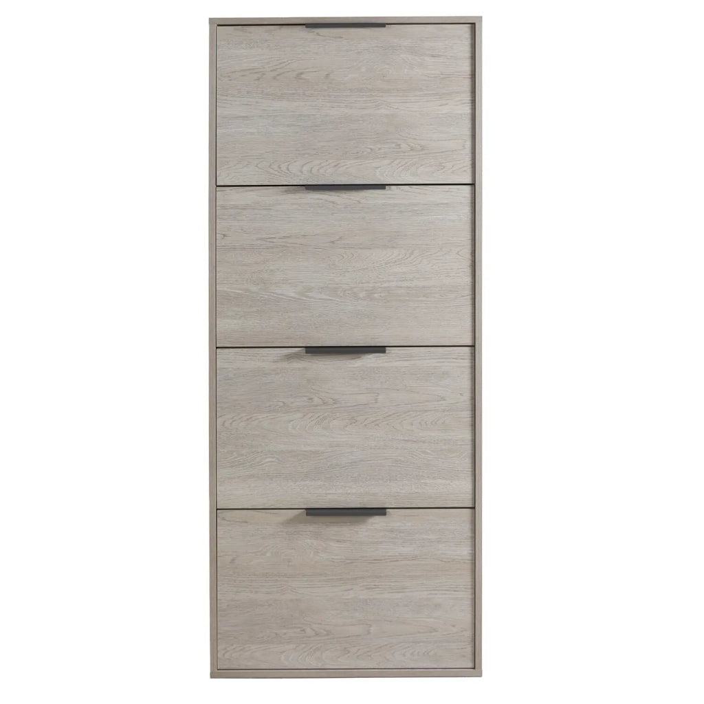 Scarpiera 4 ribalte rovere gessato  cm 65x25x147 h