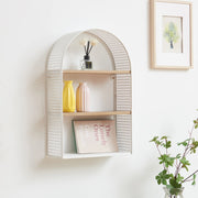 Scaffale da Parete Jäller Design Arcuato Traforato 53x35x14 cm Bianco [en.casa]