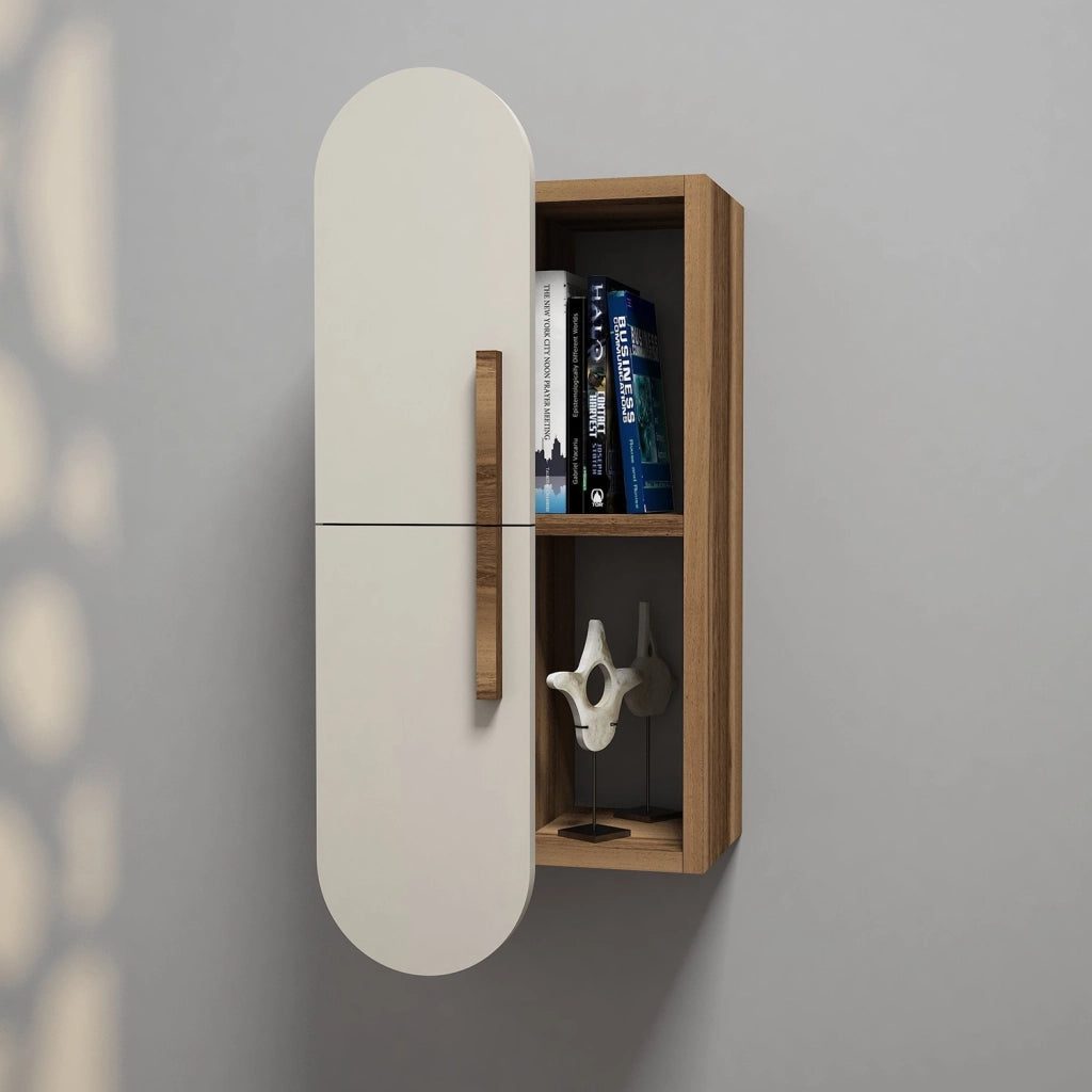 Mensola da parete in legno "Rose" - 35 x 22 x 60 cm - Noce crema