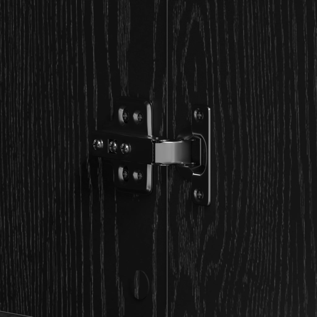 Mobile per Scarpe Rovere Nero 80x39x180 cm Legno Ingegnerizzato